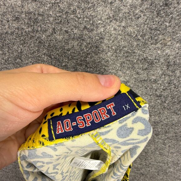AQ Sport Shorts Women 1X Plus Yellow Animal Print Pull On Mid Rise Chino Casual - Picture 3 of 6